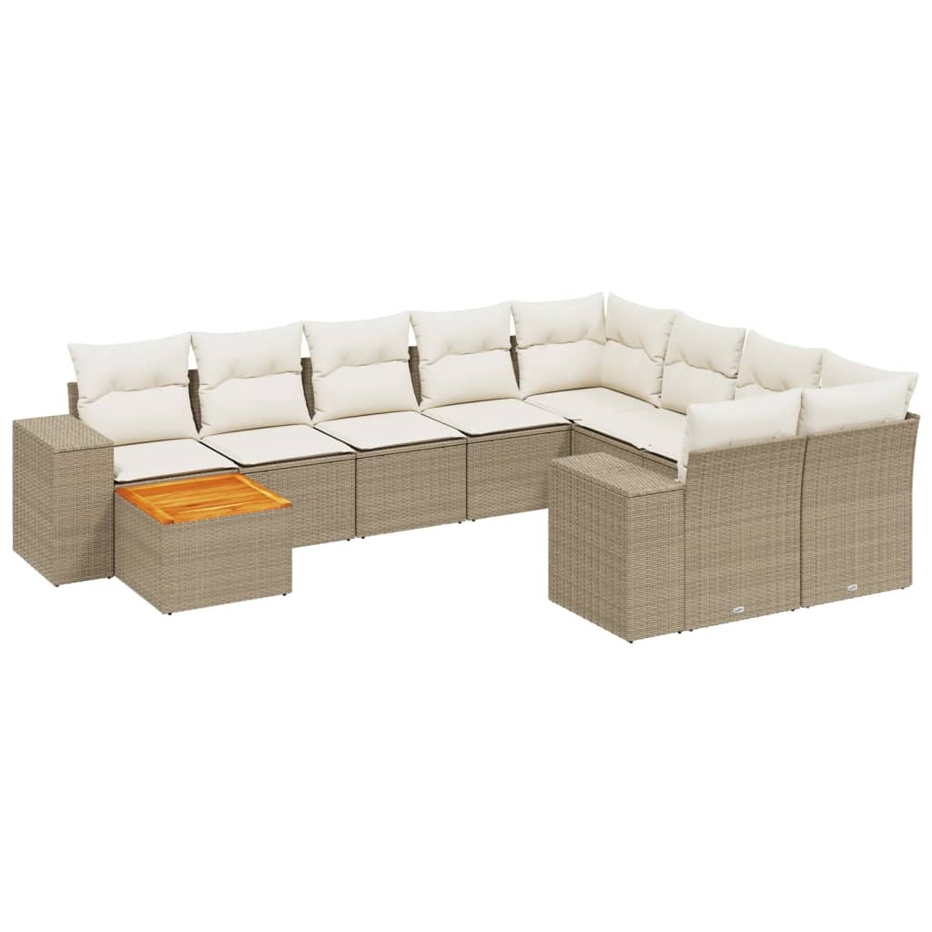 Soffgrupp För Trädgård Med Dynor 10 Delar Beige Konstrotting