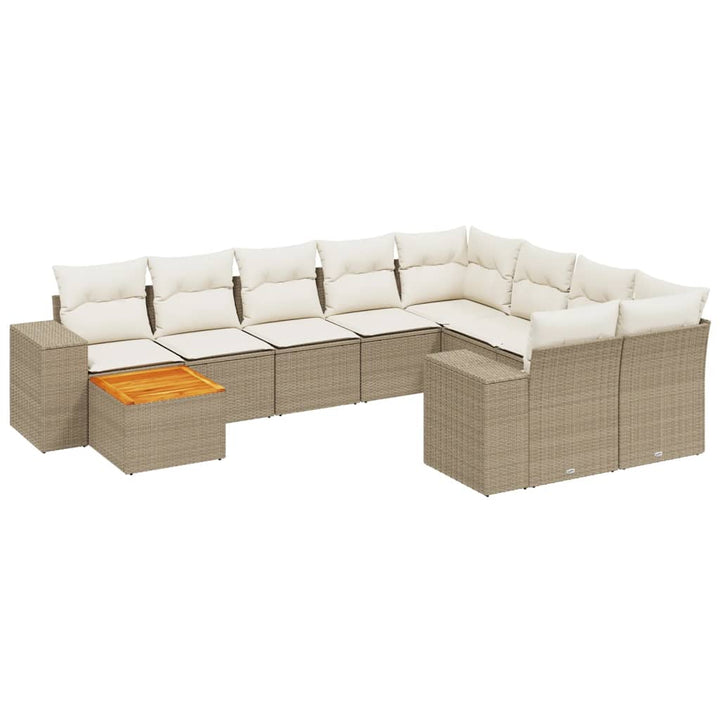 Soffgrupp För Trädgård Med Dynor 10 Delar Beige Konstrotting