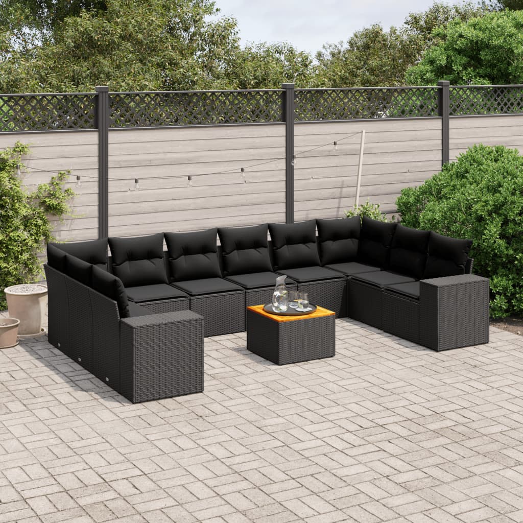 Loungegrupp För Trädgården M. Dynor 11 Delar Beige Konstrotting