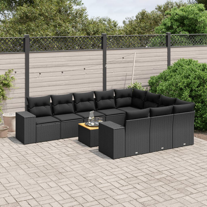 Loungegrupp För Trädgården M. Dynor 11 Delar Beige Konstrotting
