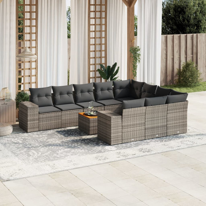 Loungegrupp För Trädgården M. Dynor 11 Delar Beige Konstrotting