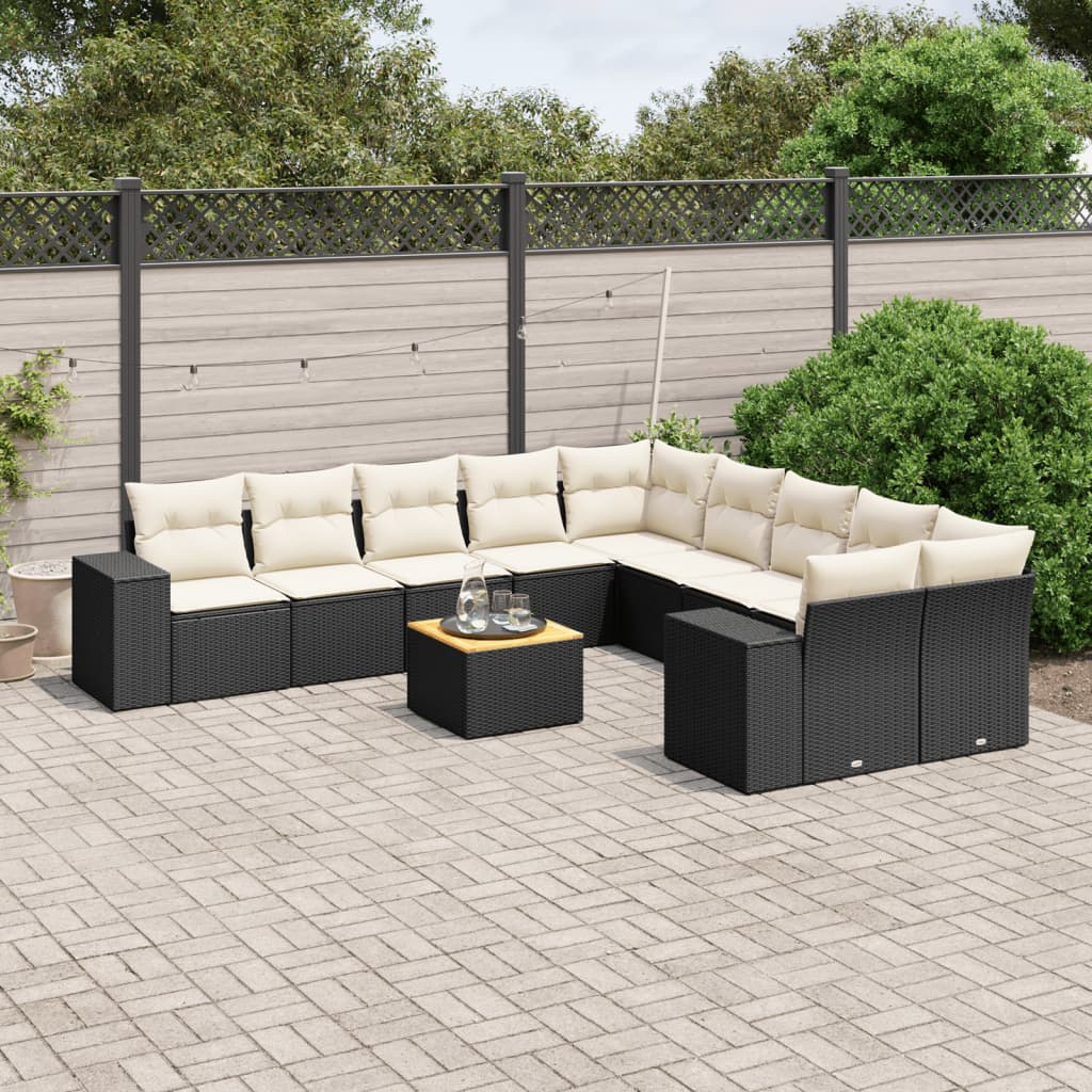 Loungegrupp För Trädgården M. Dynor 11 Delar Beige Konstrotting