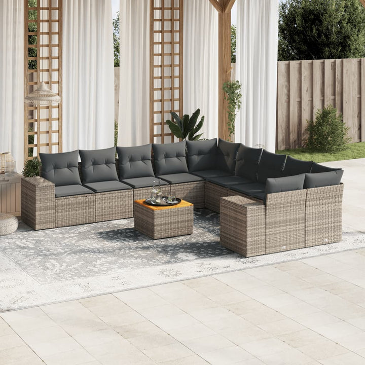 Loungegrupp För Trädgården M. Dynor 11 Delar Beige Konstrotting