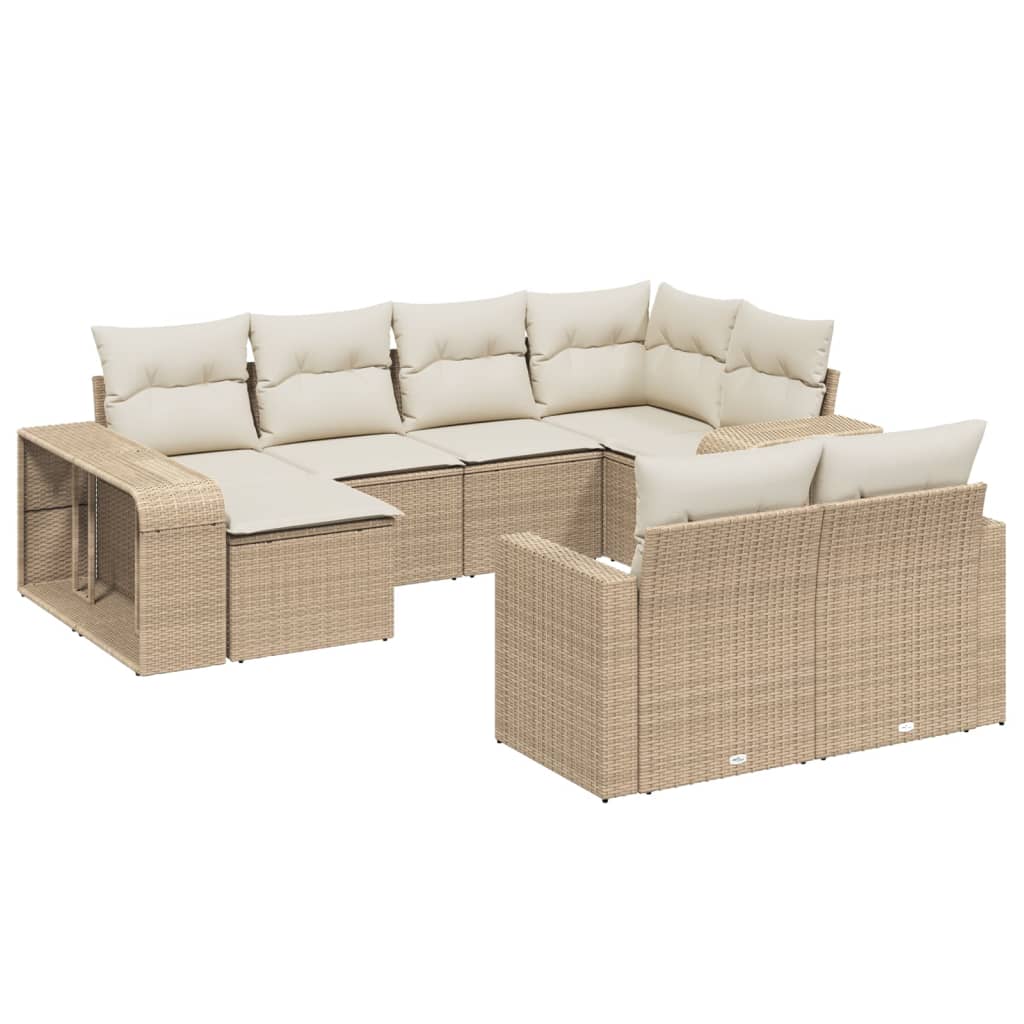 Soffgrupp För Trädgård Med Dynor 10 Delar Beige Konstrotting