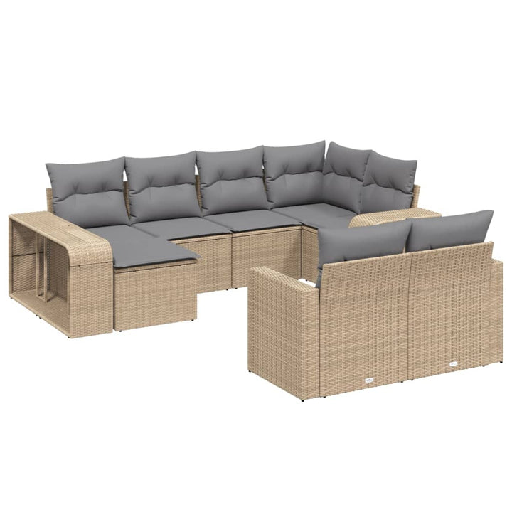 Soffgrupp För Trädgård Med Dynor 10 Delar Beige Konstrotting