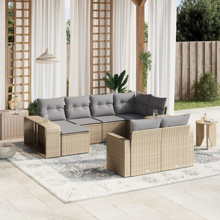 Soffgrupp För Trädgård Med Dynor 10 Delar Beige Konstrotting