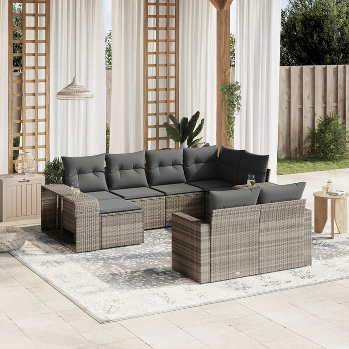 Soffgrupp För Trädgård Med Dynor 10 Delar Beige Konstrotting