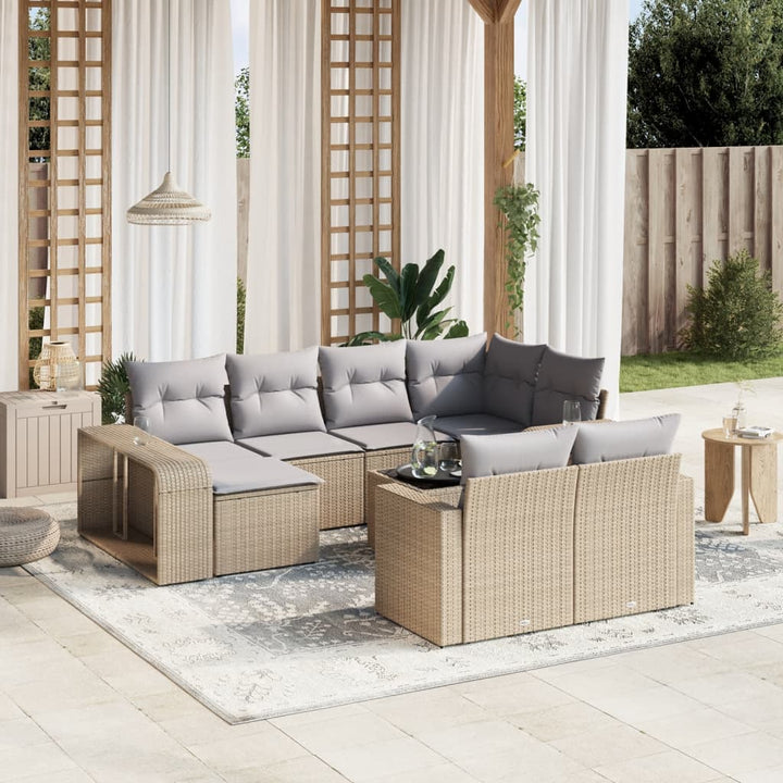 Soffgrupp För Trädgård Med Dynor 10 Delar Beige Konstrotting