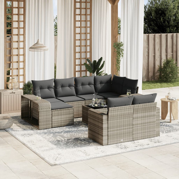 Soffgrupp För Trädgård Med Dynor 10 Delar Beige Konstrotting