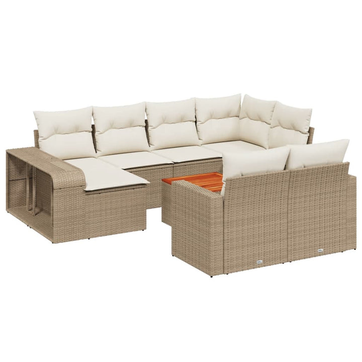 Loungegrupp För Trädgården M. Dynor 11 Delar Beige Konstrotting