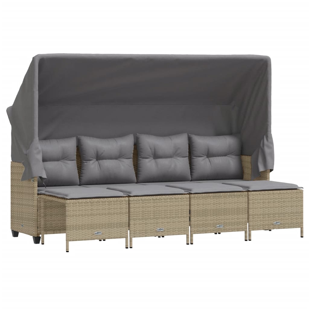 Soffgrupp För Trädgården Med Dynor 5 Delar Beige Konstrotting
