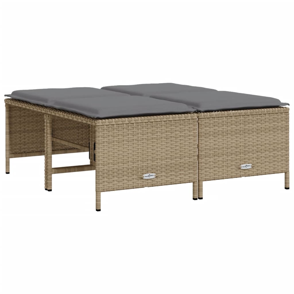 Soffgrupp För Trädgården Med Dynor 5 Delar Beige Konstrotting