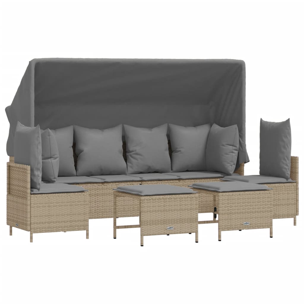 Soffgrupp För Trädgården Med Dynor 5 Delar Beige Konstrotting