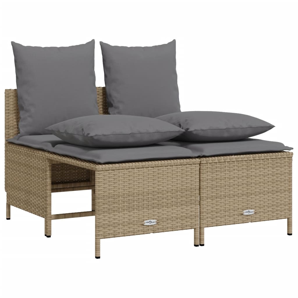 Soffgrupp För Trädgården Med Dynor 5 Delar Beige Konstrotting