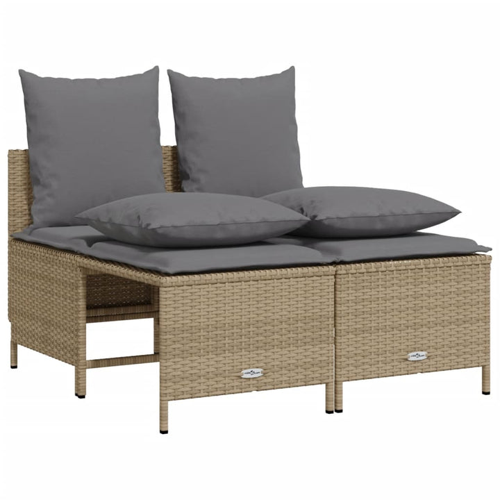 Soffgrupp För Trädgården Med Dynor 5 Delar Beige Konstrotting