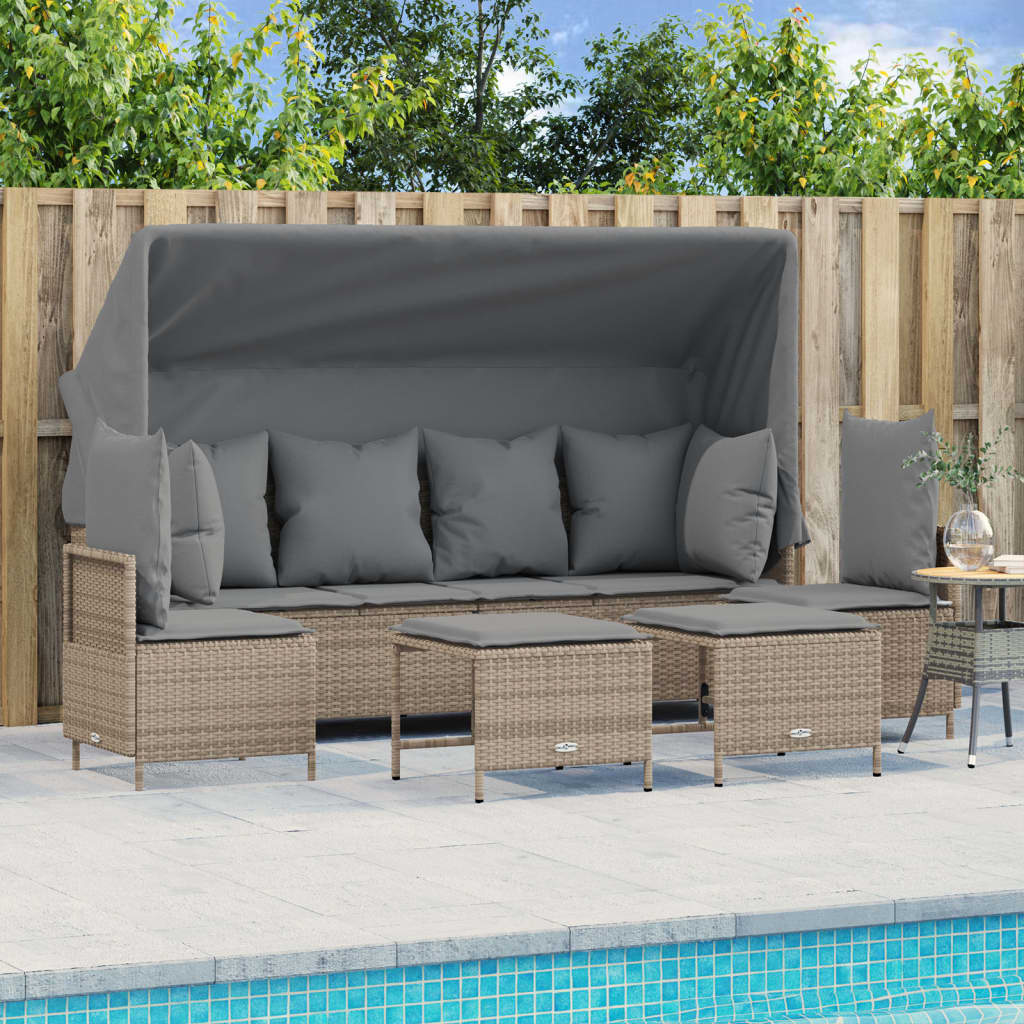 Soffgrupp För Trädgården Med Dynor 5 Delar Beige Konstrotting