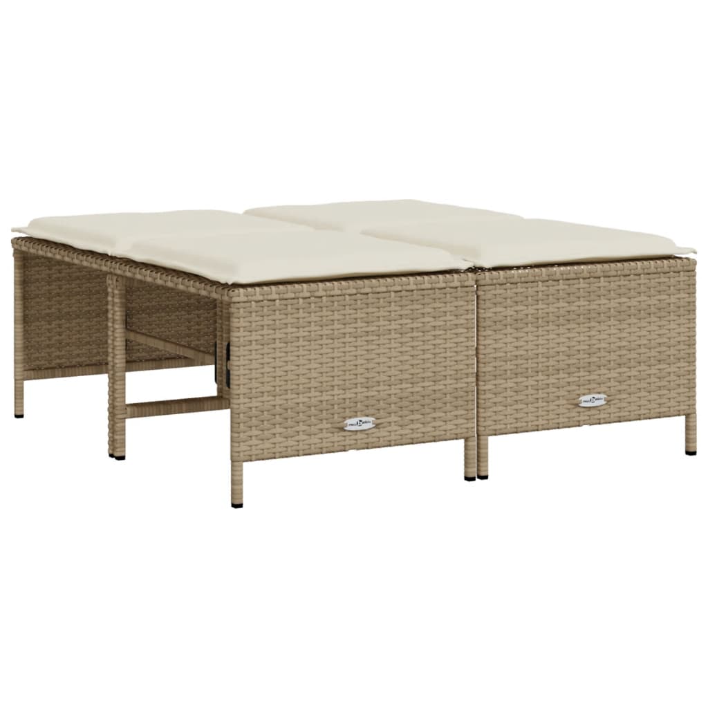 Soffgrupp För Trädgården Med Dynor 5 Delar Beige Konstrotting