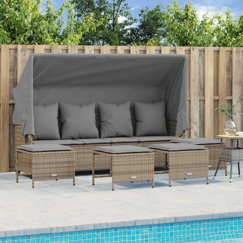 Soffgrupp För Trädgården Med Dynor 5 Delar Beige Konstrotting