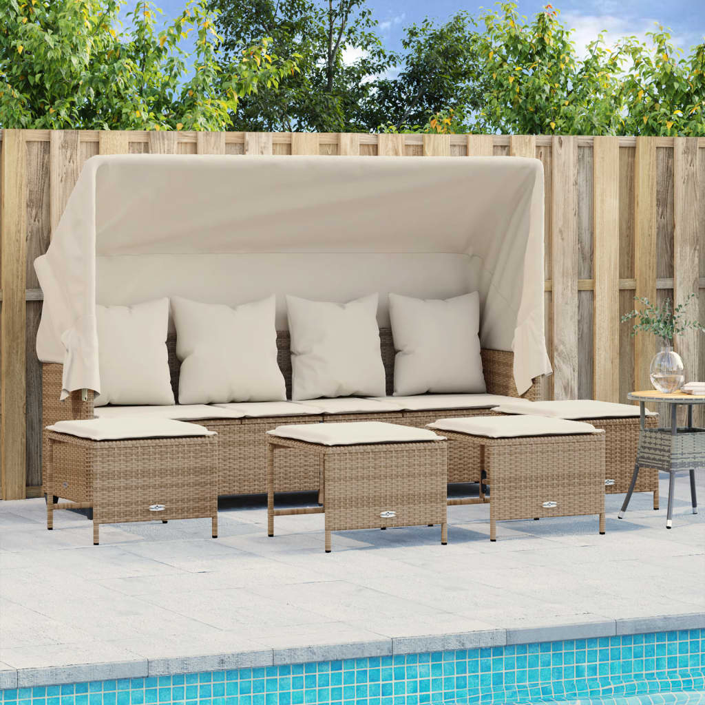Soffgrupp För Trädgården Med Dynor 5 Delar Beige Konstrotting