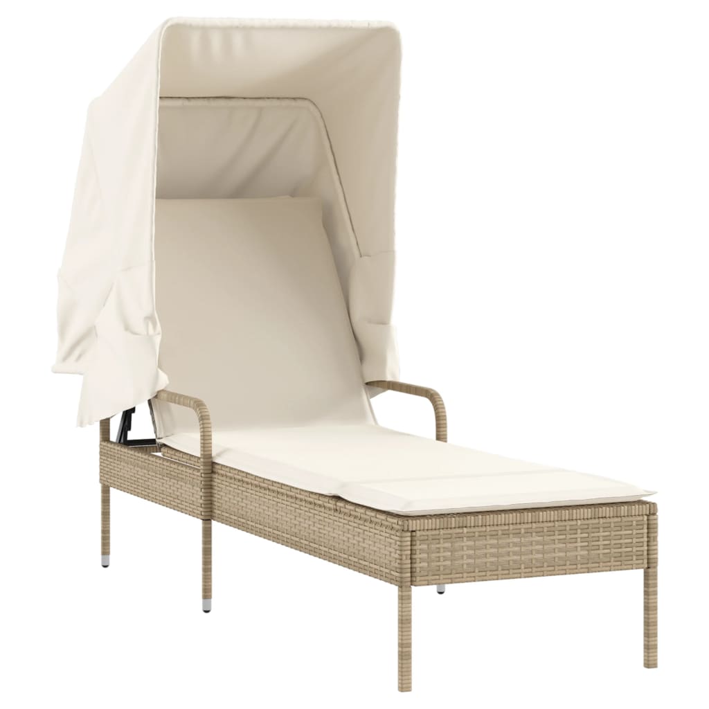 Solsängar 2 St Med Tak Och Bord Beige Konstrotting