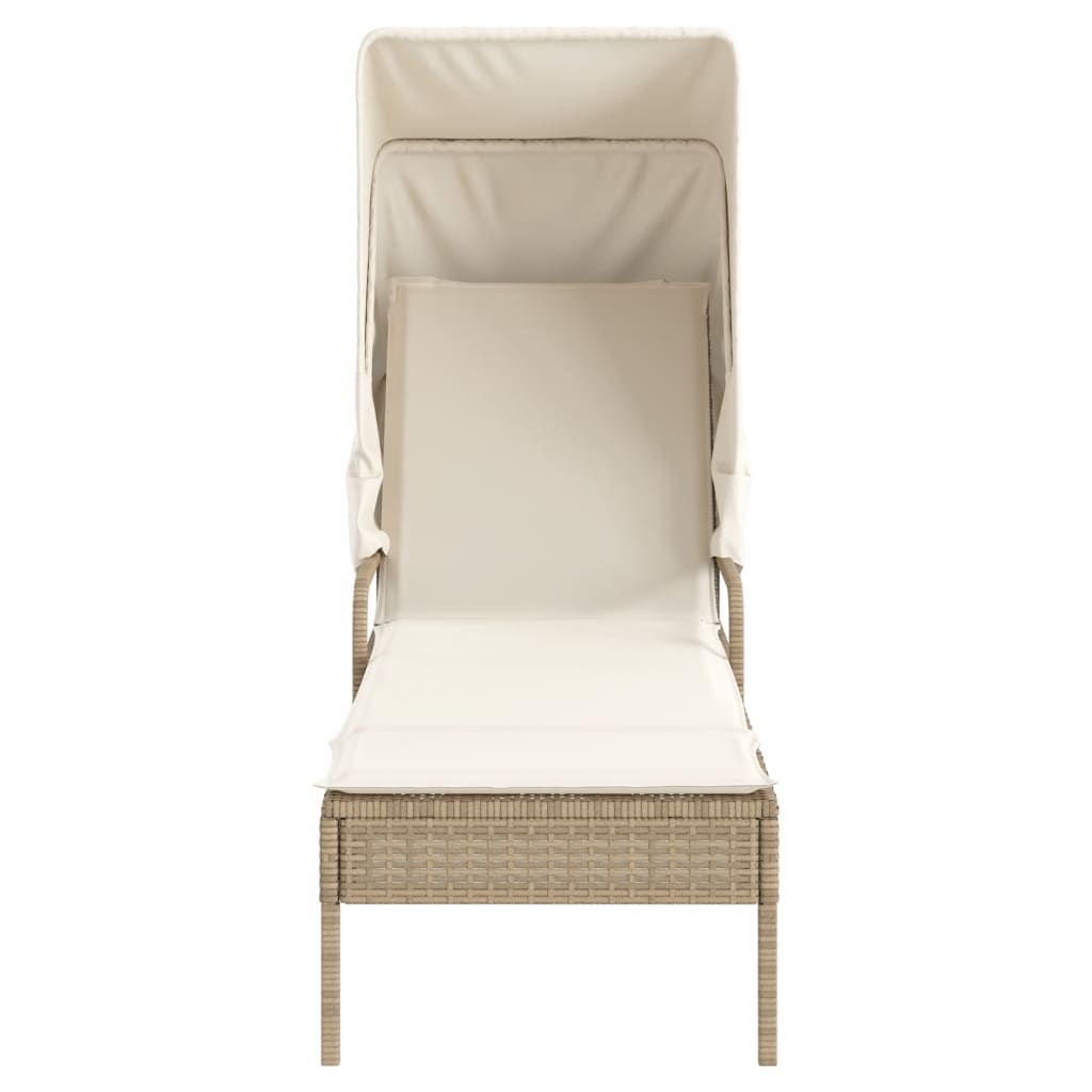 Solsängar 2 St Med Tak Och Bord Beige Konstrotting