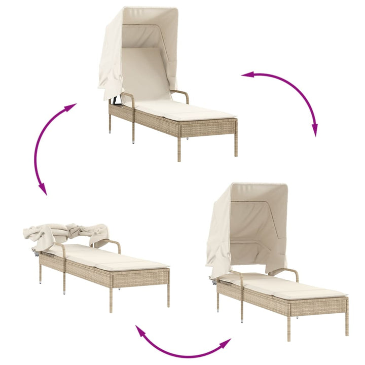 Solsängar 2 St Med Tak Och Bord Beige Konstrotting