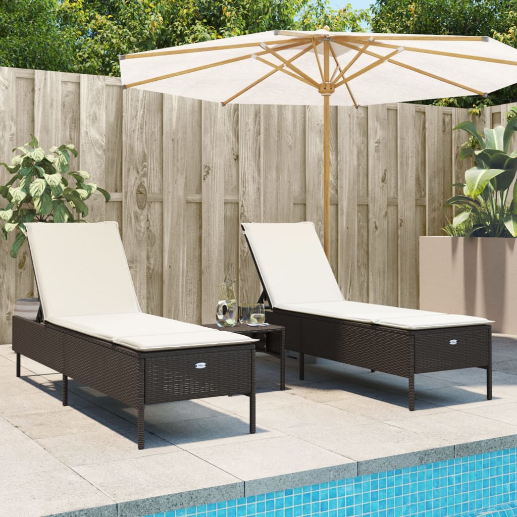 Solsängar Med Dynor 2 St Beige Konstrotting
