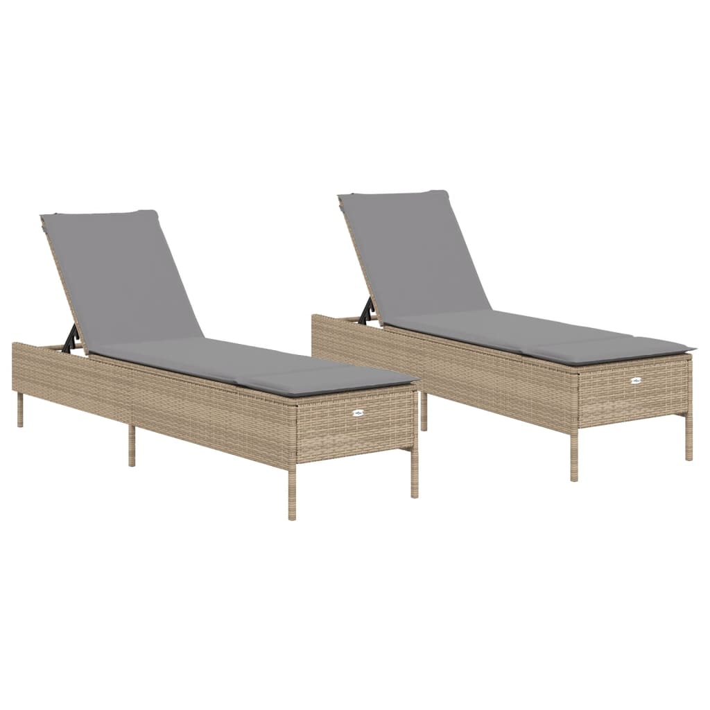Solsängar Med Dynor 2 St Beige Konstrotting