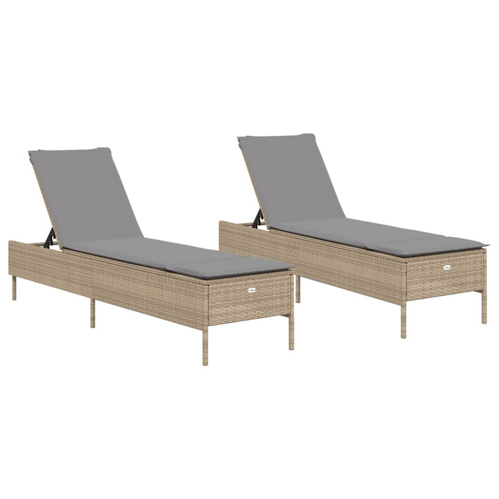 Solsängar Med Dynor 2 St Beige Konstrotting