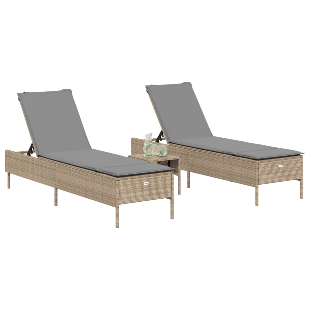 Solsängar Med Dynor 2 St Beige Konstrotting