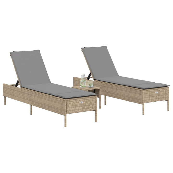 Solsängar Med Dynor 2 St Beige Konstrotting