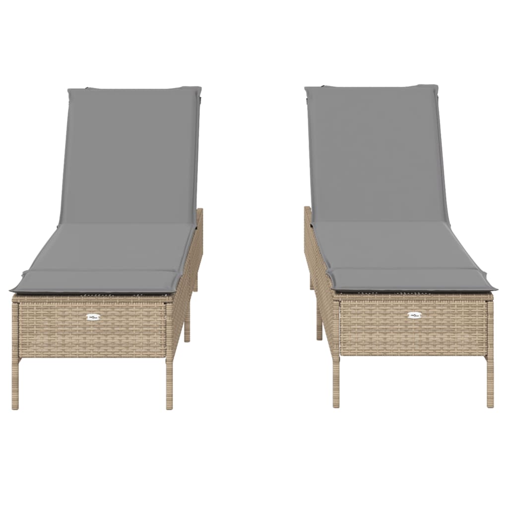 Solsängar Med Dynor 2 St Beige Konstrotting