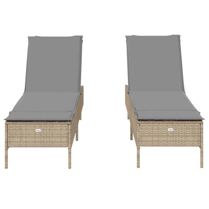 Solsängar Med Dynor 2 St Beige Konstrotting