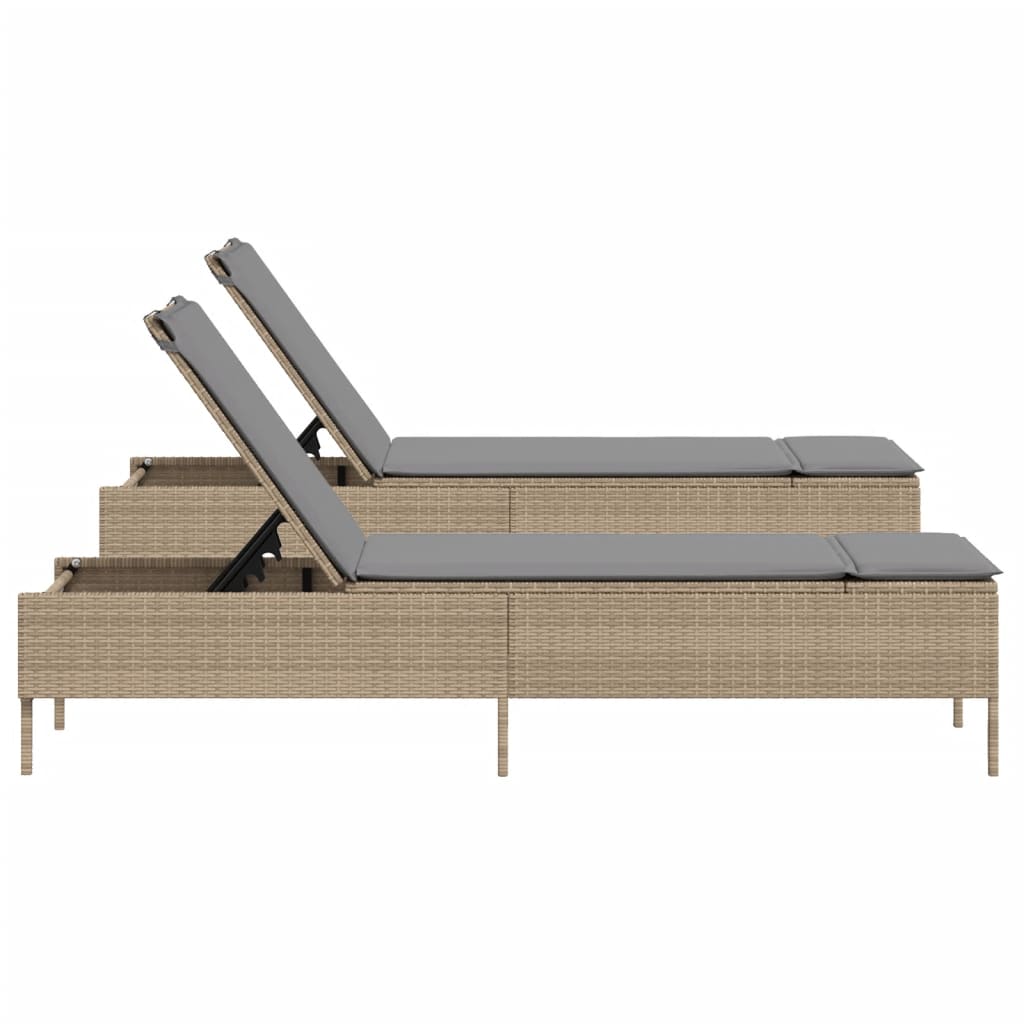 Solsängar Med Dynor 2 St Beige Konstrotting