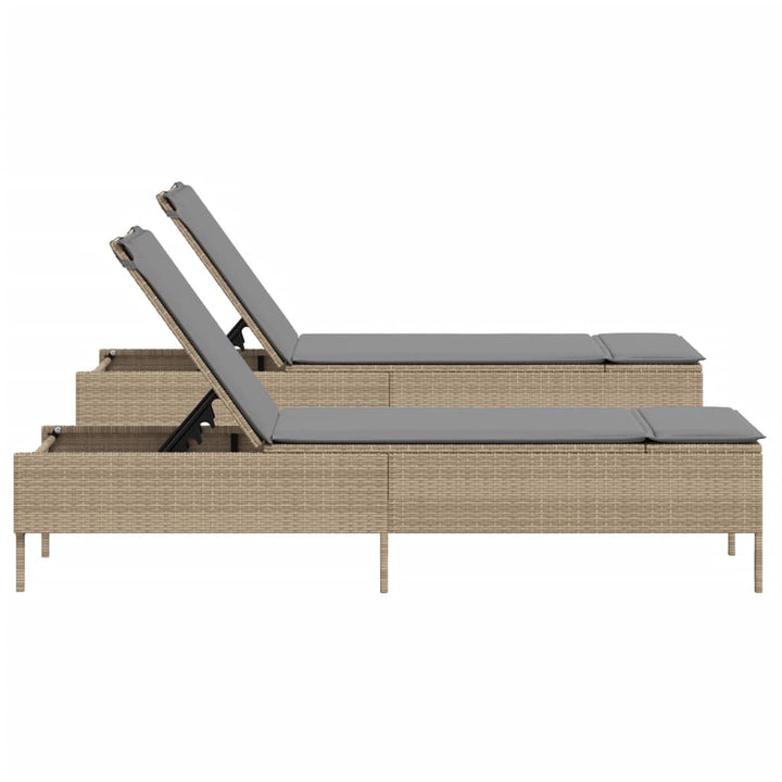 Solsängar Med Dynor 2 St Beige Konstrotting