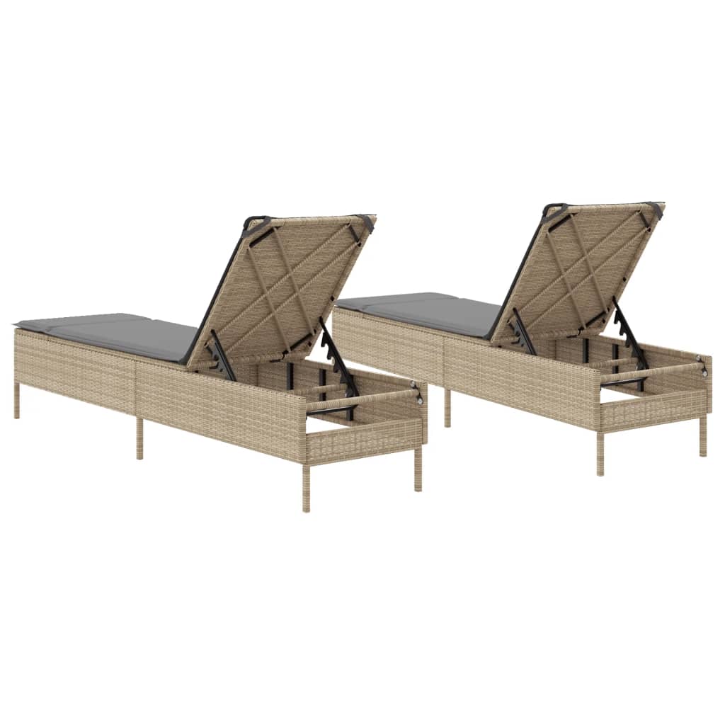 Solsängar Med Dynor 2 St Beige Konstrotting