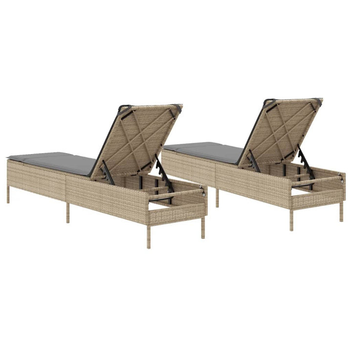 Solsängar Med Dynor 2 St Beige Konstrotting