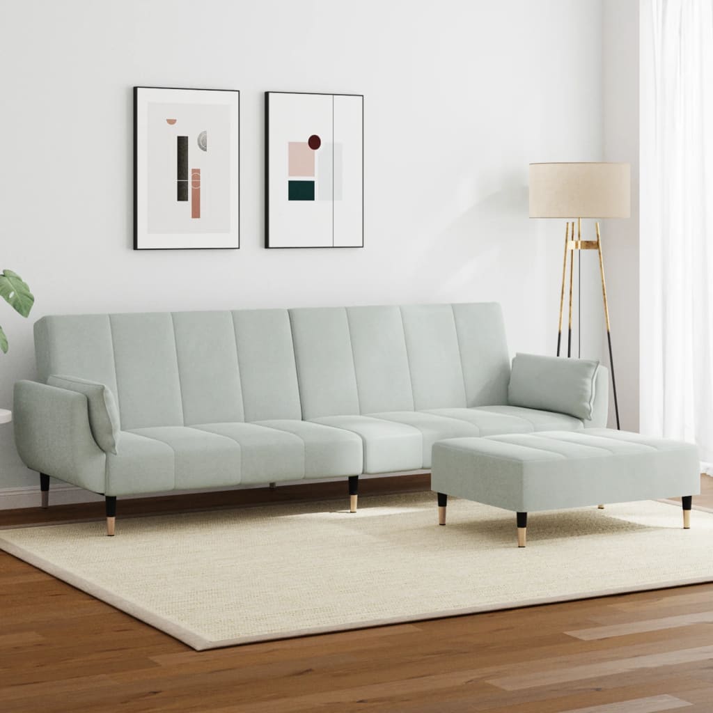 Bäddsoffa 2-Sits Med Fotpall Sammet