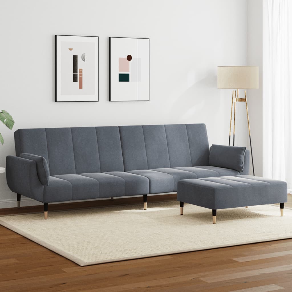 Bäddsoffa 2-Sits Med Fotpall Sammet