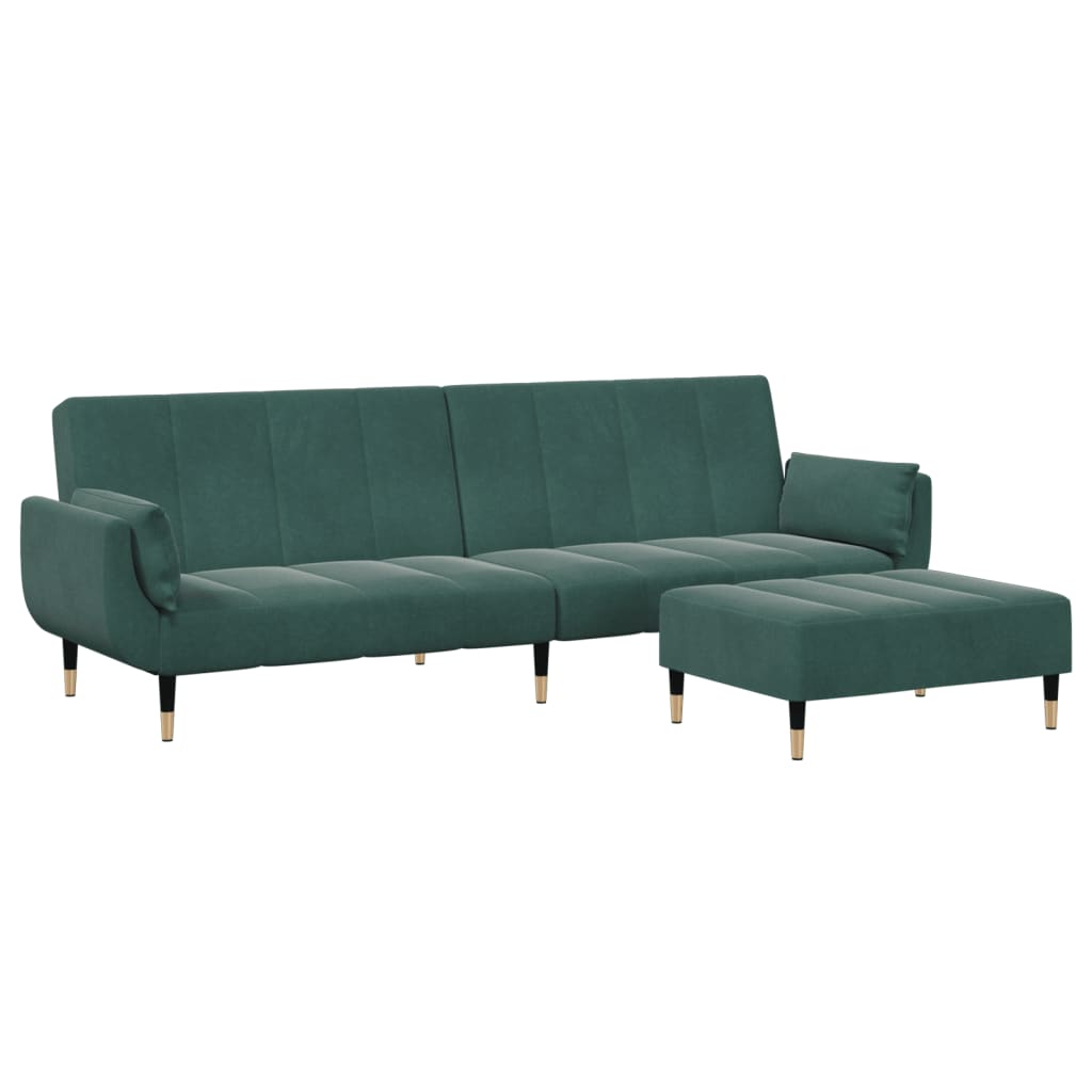 Bäddsoffa 2-Sits Med Fotpall Sammet