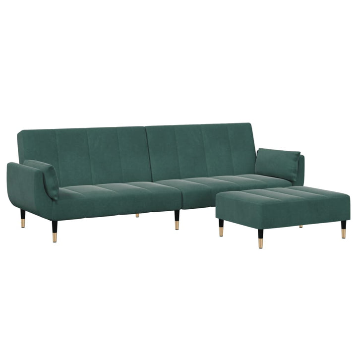 Bäddsoffa 2-Sits Med Fotpall Sammet