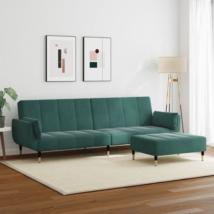 Bäddsoffa 2-Sits Med Fotpall Sammet
