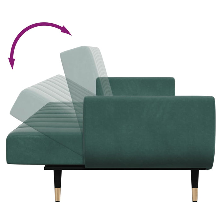 Bäddsoffa 2-Sits Med Fotpall Sammet