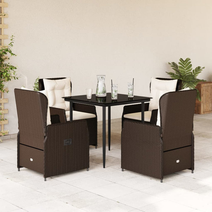 Matgrupp För Trädgården Med Dynor 5 Delar Beige Konstrotting