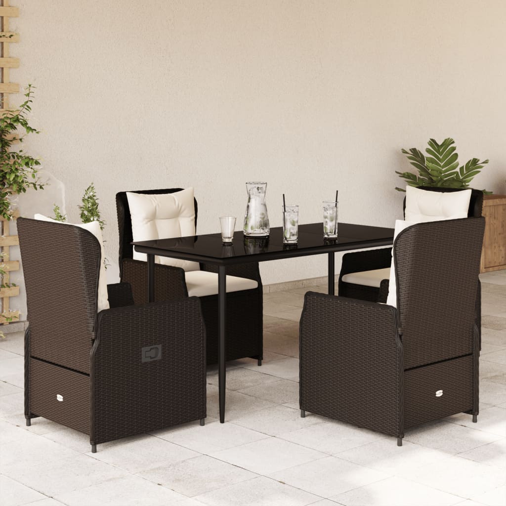Matgrupp För Trädgården Med Dynor 5 Delar Beige Konstrotting