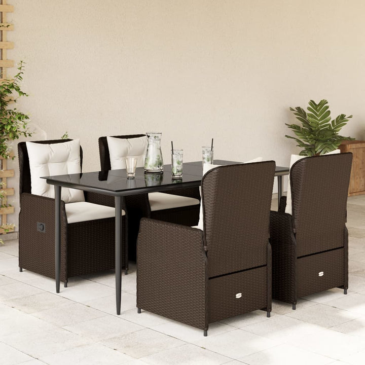 Matgrupp För Trädgården Med Dynor 5 Delar Beige Konstrotting