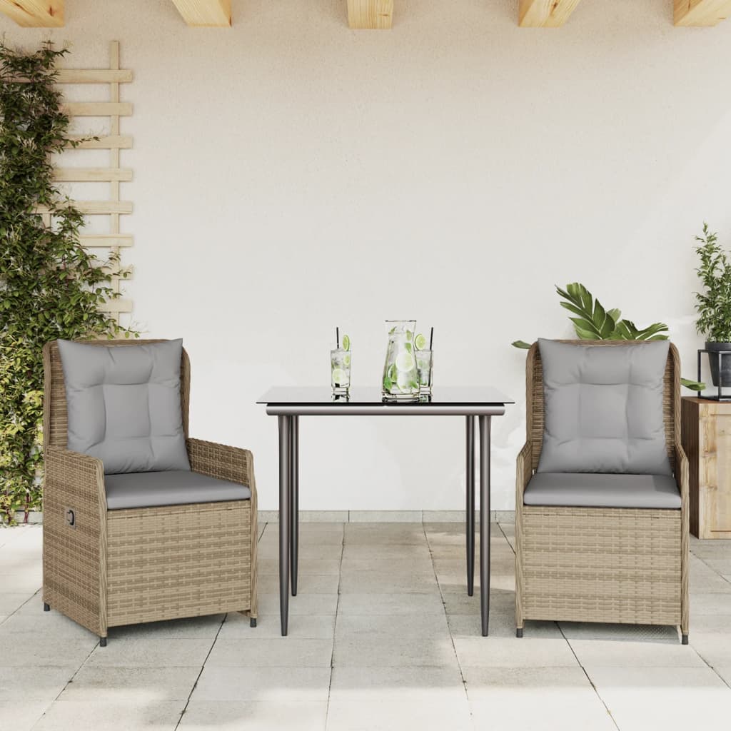 Matgrupp För Trädgården Med Dynor 5 Delar Beige Konstrotting