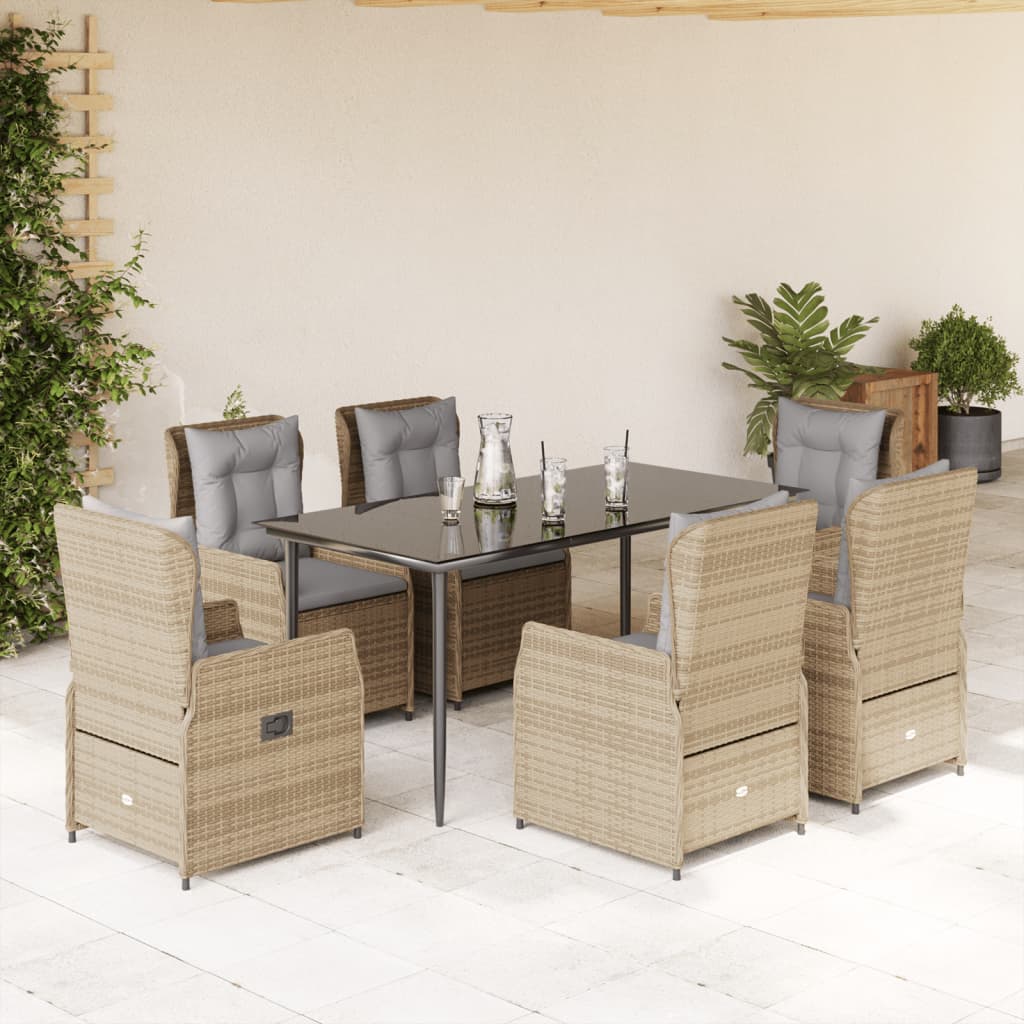 Matgrupp För Trädgården Med Dynor 5 Delar Beige Konstrotting