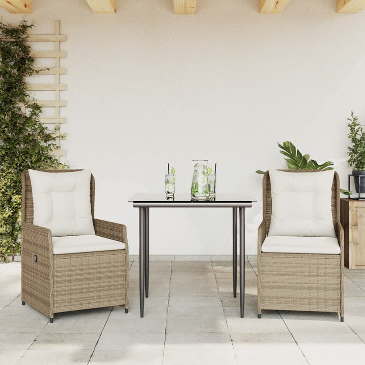 Matgrupp För Trädgården Med Dynor 5 Delar Beige Konstrotting