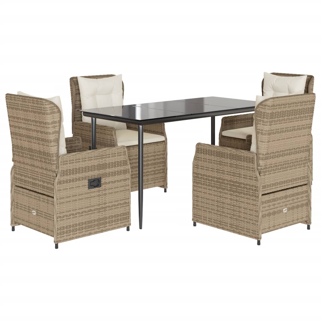 Matgrupp För Trädgården Med Dynor 5 Delar Beige Konstrotting